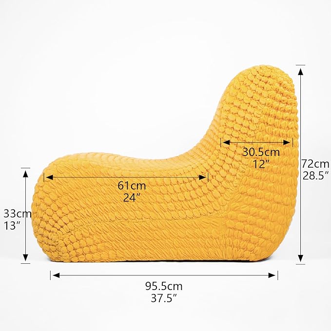 N&V Single Seated Foam Sofa, Armless Floor Sofa, One Piece High Density Foam, Removable and Machine Washable Cover (Yellow)
