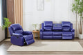 A Ainehome Living Room Furniture Set Leather Recliner Sofa Set Loveseat Chair Furniture Sofa Set for Living Room/Small Space/Rv/House/Office/Theater Seating (A-Blue Leather, Sofa+Chairs)