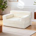 Folding Sofa Bed,Convertible Sofa Bed with Armrest Foldable Sleeper Chair, Portable Folding 4-in-1 Floor Sofa with Convertible Lounge Chair for Living Room,Bedroom,Washable Cover,White Single
