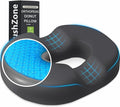 Donut Pillow Seat Cushion - Cooling Gel Floor Pillow, Memory Foam Floor Cushion for Office & Home, Car Seat, Hemorrhoids Pillow, Sciatica & Tailbone Pain Relief Chair Cushion, Grey-XXL