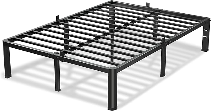 VIPSHOW 12 Inch King Size Bed Frame, 3500Lbs Heavy Duty Metal Platform with Round Corner Legs Mattress Slide Stopper, Steel Slat Support No Box Spring Needed, Noise Free, Non-Slip, Easy Assembly