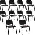 Black Comfort Office Waiting Room Stackable Chairs no Arms, PU Ergonomic Reception Chairs Set of 10, Conference Desk Guest Chair for Meeting Room, Lobby, Events, Hall, Training Room