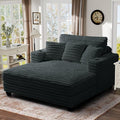 HUSFU 60'' Chaise Lounge Chair Indoor, Oversized Sleeper Sofa, Chaise Lounge Reading Chairs for w/Cup Holder and USB&Type C Port, Fluffy Plush Faux Fur Cloud Sofas Couches for Living Room, Grey Blue