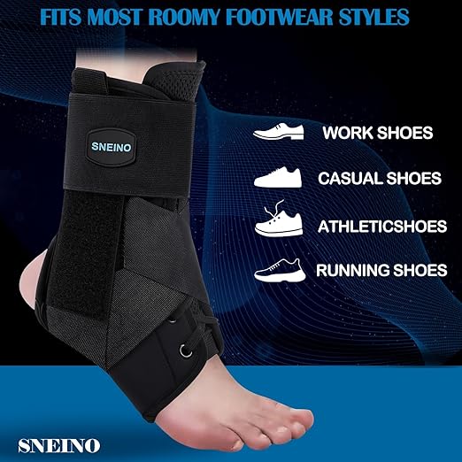 SNEINO Lace up Ankle Brace for Women & Men - Ankle Support Brace for Sprained Ankle, Ankle Stabilizer for Achilles,Tendon,Sprain,Injury Recovery, Sports, Running, Basketball, (X-Large)