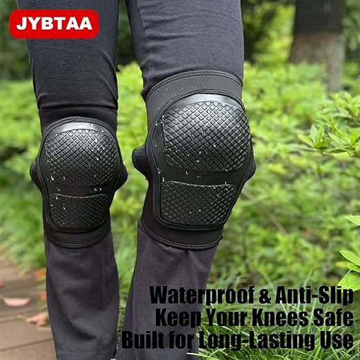 Knee Pads for Men Women Construction, Heavy Duty Garden Knee Pad for Tactical Work, Safety Kneeling Pad with Adjustable Non-Slip Straps for Flooring Cleaning, Waterproof & Durable Knee Cuhsion for Christmas, Black L (1 Pair)
