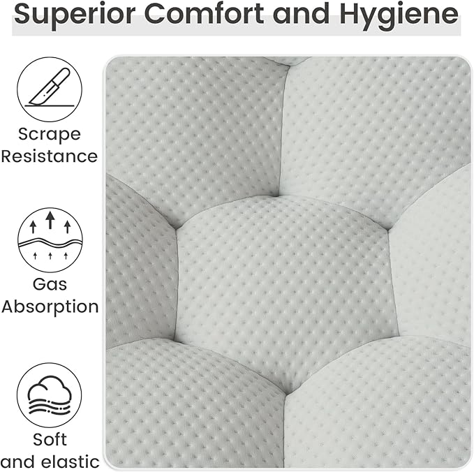 WJShome Modular Sectional Sofa,Bubble Couch Set,1 Seater+ Ottoman,Modern Upholstered Bean Bag Sofa Couch Mesh Fabric Lazy Floor Chair Living Roon Sets (Gray)