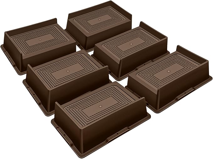 ANNKUT Bed Risers 2 Inch Heavy Duty,Oversized Couch Risers, Extra Wide Furniture Risers for Sofa Table Desk Headboard Chair Lifting,Rectangle Risering Blocks Support 6000 lbs(6 Pack Brown)