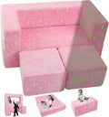 MeMoreCool Glow-in-The-Dark Unicorn Kids Modular Play Couch Sofa – Convertible 2-in-1 Plush Foam Toddler Chair for Children’s Playroom