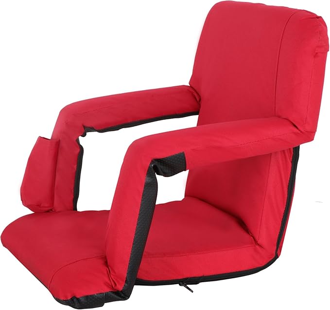 Smartxchoices 20.5"/24.5" Wide Stadium Seat Chair Bleacher Seats Padded with Back Support, Cushion, Arms, Pockets, Anchor Straps, Portable Folding Seat with Shoulder Straps