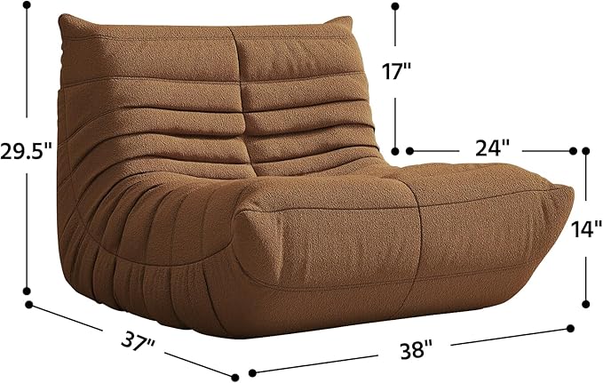 Bean Bag Chair, Fireside Chair, Large Bean Bag Chair for Adults, Bean Bag Chairs for Teens with High-Resilience Foam, Non-Slip Base Floor Lounge Sofa,Living Room (Brown, Single)