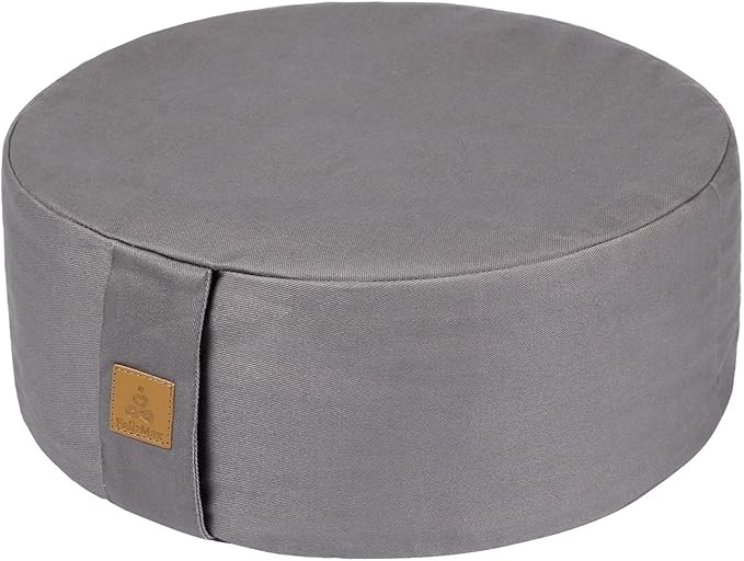 FelizMax Zafu Buckwheat Meditation Cushion,D=13"/16" H=5.5",Round Zabuton Meditation Pillow,Yoga Bolster Kneeling Pillow Premium Yoga Pillow for Sitting on Floor Zippered Cotton Cover