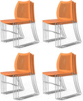 VINGLI Stacking Chairs Set of 12 Stackable Office Chairs with Metal Sled Base, Ergonomic Plastic Seat & Holes Back, Stacking Chairs for Waiting Room Break Room Banquet Guest, Orange