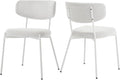 KCC Modern Mid-Century Velvet Dining Chairs Set of 2, Upholstered Stylish Kitchen Chairs Accent Diner Chairs with Metal Legs and Curved Back for Kitchen, Dining Room(White)