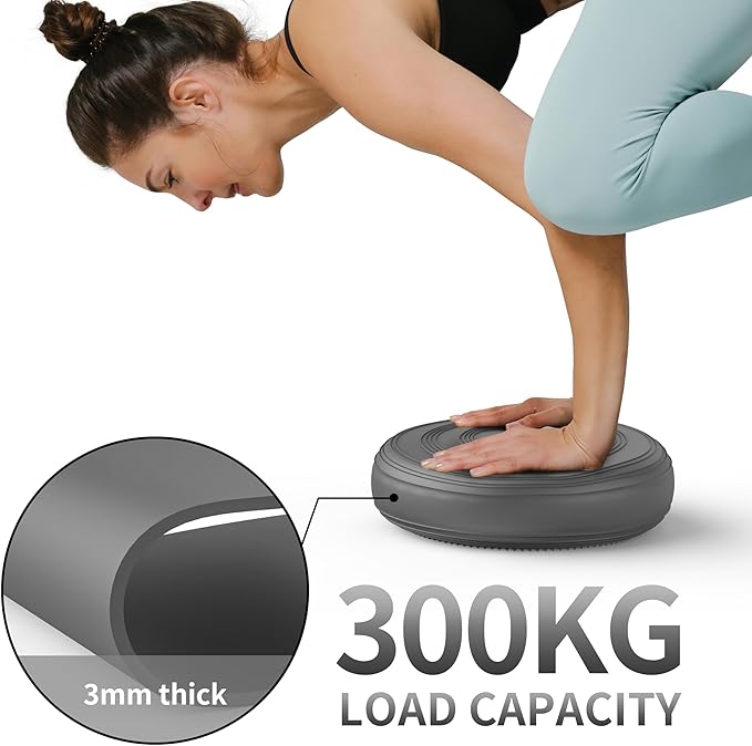 FITMIND Inflated Wobble Cushion,Circular Non-slip Texture for Comfortable Sitting,Extra Thick Dyna Disc with Pump for Core Strength,Wiggle Seat to Improve Posture,Fitness,660lb Load Capacity