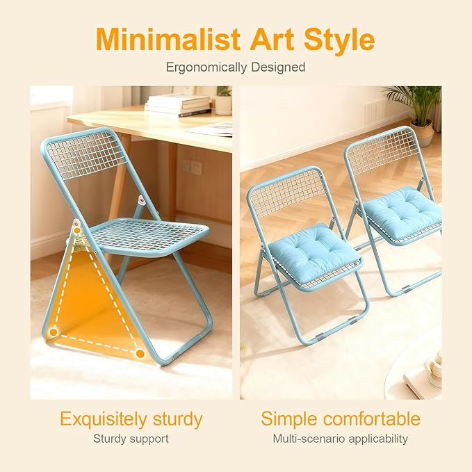 2 Pack Folding Chair,All Blue Color,Single Piece,Foldable Space - Saving Design for Indoor/Outdoor Use