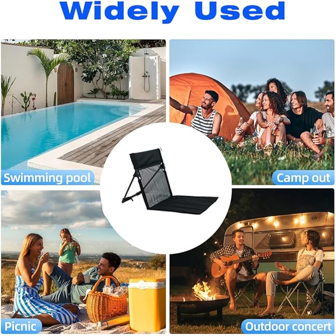 Portable Camping Chair with Mesh Backrest,Lightweight Foldable Beach Chair with Carry Bag for Swimming Poolside Sunbathing Picnic Lawn Road Trips (Black)