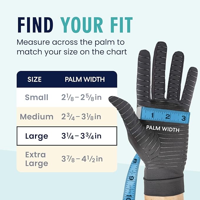 Dr. Frederick's Original Copper Compression Arthritis Gloves - Doctor-Developed Hand Pain Relief for Arthritis, Carpal Tunnel & Tendonitis - All-Day Comfort, Typing & Daily Use - Full Finger, Large