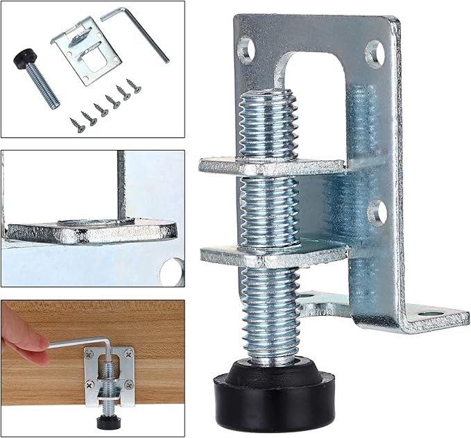 OwnMy 4 Packs Heavy Duty Adjustable Furniture Leveling Feets L Shaped Furniture Leveler Legs, Furniture Mounting Brackets Metal Leveling Load Table Leg for Workbench Cabinet Wardrobe, 2.2" H
