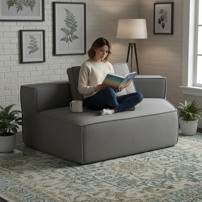 KEIKI 75.2" Teddy Fleece Single Sofa Chair – Compressed Oversized Floor Couch with Soft Fleece Fabric & Plush Cushioning, Chill Seat for Movie Nights, Relax Zones & Weekend Lounging