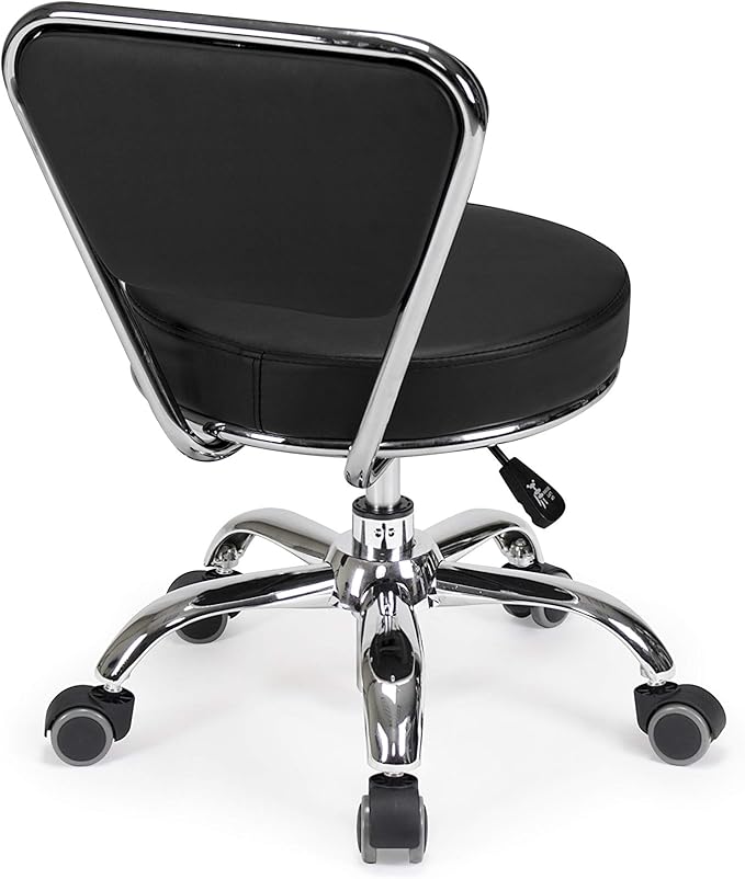MAYAKOBA Dayton Garage Rolling Seat (Black) Pneumatic, Short Stool with Adjustable Height 13"-15", Perfect for Garage Task, Home Cleaning, Bathroom Short Seat, Technician Task