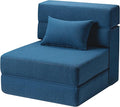 Folding Sofa Bed with Pillow- Convertible Chair Floor Couch & Sleeping Mattress, Foldable Memory Foam Sleeper for Living Room/Dorm/Guest Room/Home Office/Apartment/Loft, Single26, Indigo