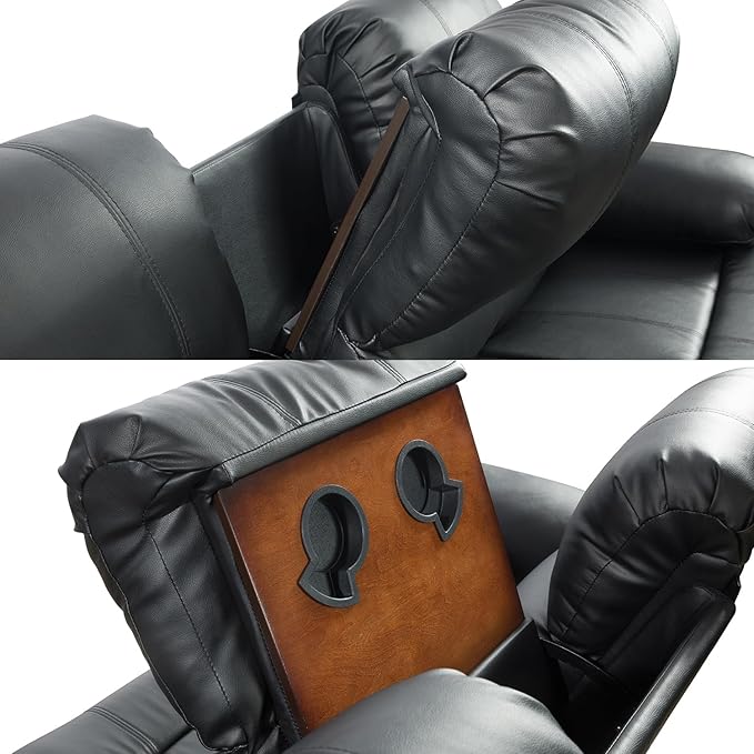 A Ainehome Living Room Furniture Set Leather Recliner Sofa Set Loveseat Chair Furniture Sofa Set for Living Room/Small Space/Rv/House/Office/Theater Seating (A-Black Leather, Sofa+Chairs)