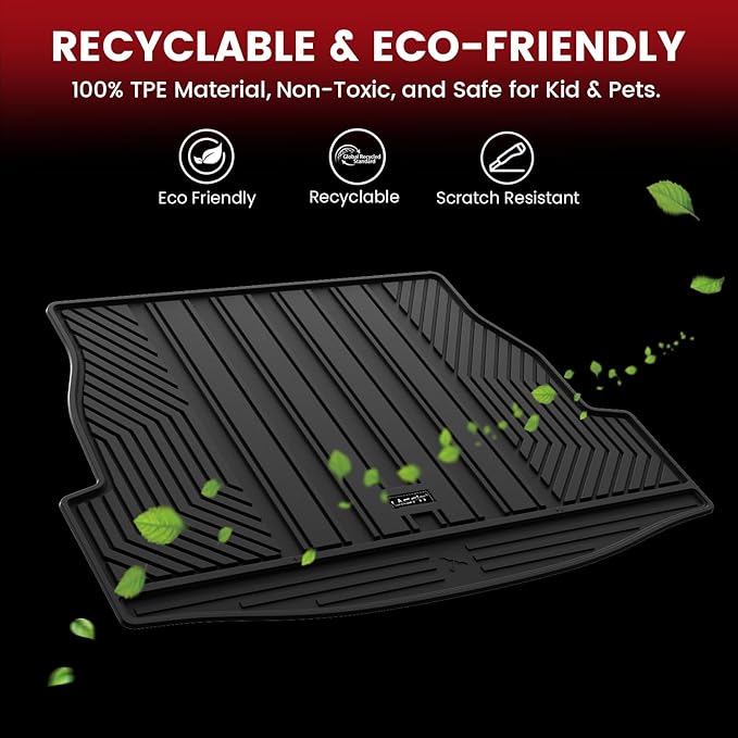 LASFIT Trunk Mats Fit for 2019-2025 Toyota RAV4 Hybrid and Gasoline (Not for Prime), All Weather Custom Fit TPE Cargo Liner, Black