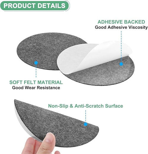 20-Pack Lamp Base Felt, 5.5 Inch Dia. 2mm Thick Self Adhesive Round Fabric Felt Pads for Lamp/Furniture/DIY, Non-Slip Fiber Backed Patch Circles with Adhesive Backing [Grey]