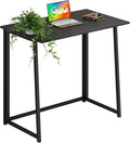 4NM 31.5" Small Folding Desk, Foldable Computer Home Office Desk, Study Writing Table for Small Space Saving Bedroom, Easy Assembly - All Black