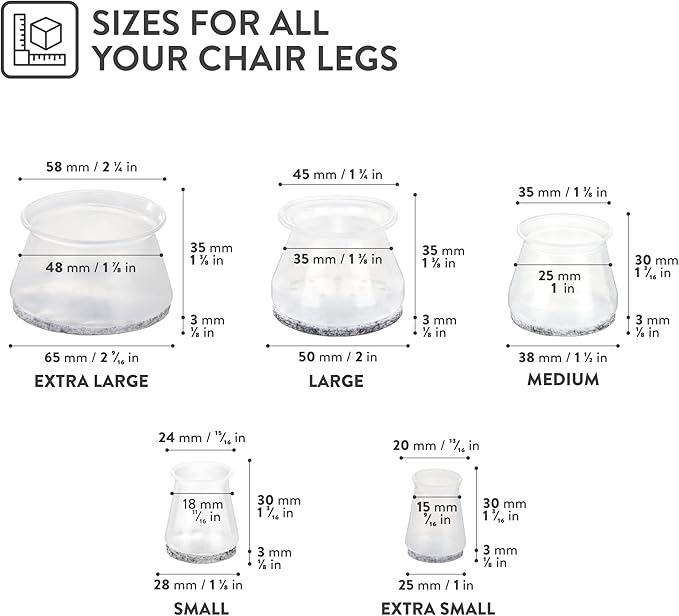 Aneaseit Chair Leg Floor Protectors - Felt Bottom Silicone Pads for Hardwood Floors & Furniture Feet - Chair Leg Caps - Rubber Caps for Chairs - Floor Protectors for Furniture