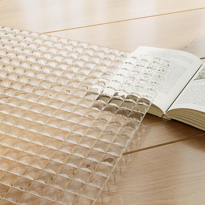 VETROUVE Flower Chair Mat for Carpet 36" x 46" Tempered Glass Floor Mat on Carpet or Hard Floor with 4 Anti-Slip Pads, 1/5" Thick