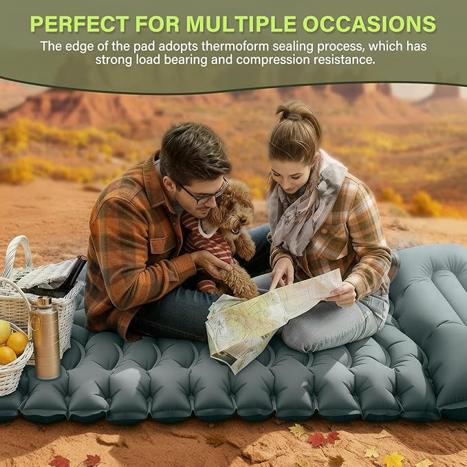 FUN PAC Camping Sleeping Pad, Ultralight Camping Mat with Pillow Built-in Foot Pump Inflatable Sleeping Pads Compact for Camping Backpacking Hiking Traveling - Gray