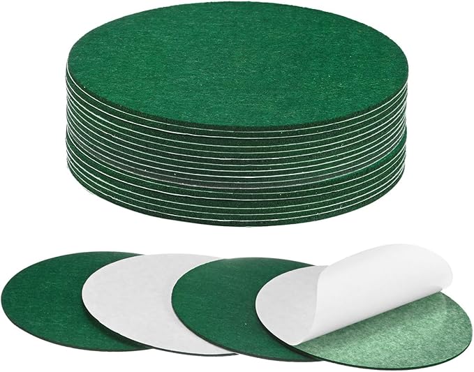 20-Pack Lamp Base Felt, 5.5 Inch Dia. 2mm Thick Self Adhesive Round Fabric Felt Pads for Lamp/Furniture/DIY, Non-Slip Fiber Backed Patch Circles with Adhesive Backing [Green]