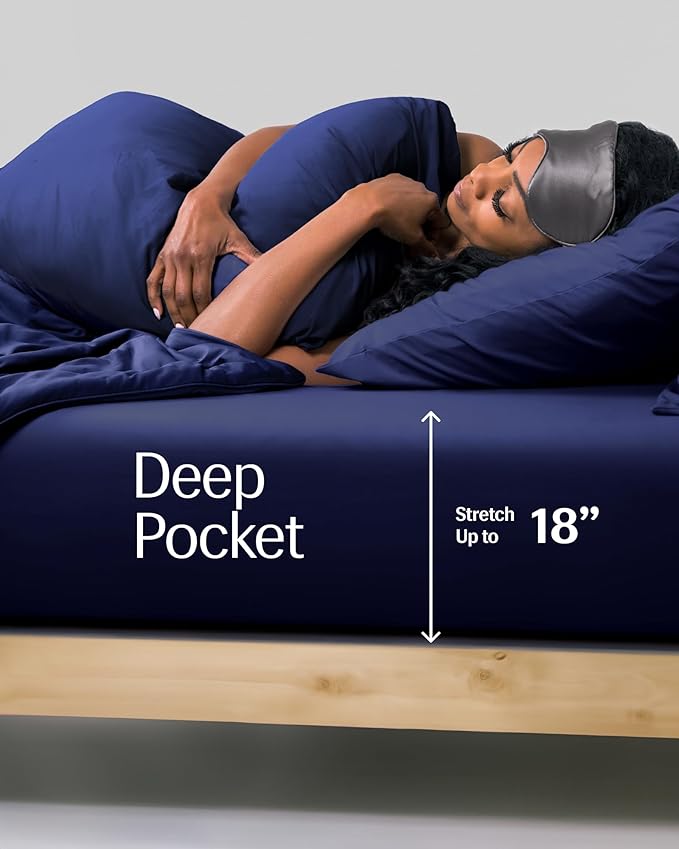 REST® Evercool®+ Fitted Sheet, King Size, Midnight Blue, 15" Deep (up to 18’’), Breathable Bedding for Hot Sleeper and Night Sweats, Bed Sheet with Ionic+ Self-Cleaning Silver Yarn for Sensitive Skin