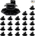 24Pack Adjustable Deck Support Pedestal, Deck Foundation Support Base, More Stable Floor Slate Support Flooring Joist Supports, Height Adjustment Raising from 1-3/16" to 2-3/8", Black