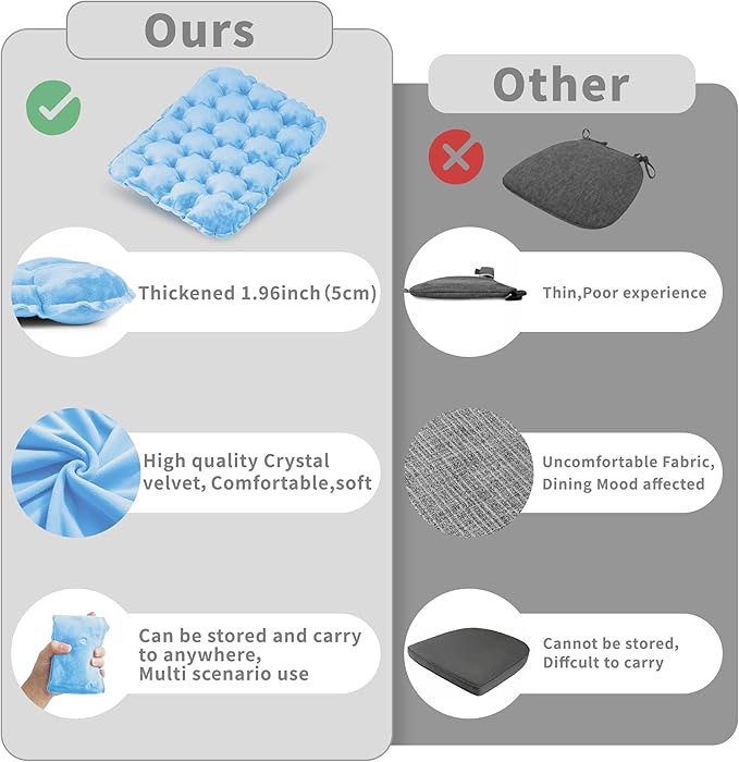 Eulant Lightweight Inflatable Air Seat Cushion - Portable Travel Cushion, Suitable for Camping, Hiking, Climbing, Bleacher, Home and Office
