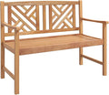 Tangkula Patio Acacia Wood Bench, 2-Person Outdoor Loveseat Chair, Cozy Armrest & Backrest, Sturdy Acacia Wood Frame, Outdoor Slatted Seating Bench for Backyard, Garden, 800 lbs Max Load