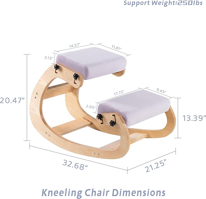 VDNEND Knee Chair Ergonomic for Office,Rocking Kneeling Chair Desk,Adjustable Posture Chairs for Relieve Neck or Back Pain,Balance Chairs for Work,Meditation,Home,Gifts for Men,Women,Her,Him