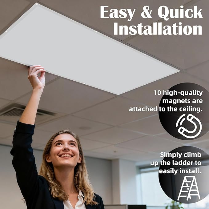 8 Pcs Fluorescent Light Covers - 4 x 2 Feet Covers for Ceiling Lights, Magnetic Light Filters for Classroom, Office, Hospitals, Home (Light Gray-2)
