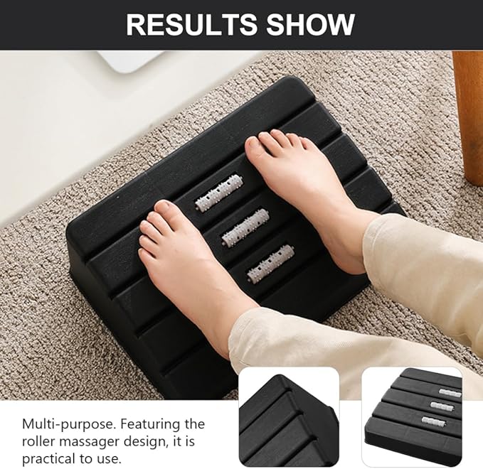 VILLCASE Ergonomic Foot Rest Stool with Roller Massage Function Non-Slip Footstool for Office Home Under Desk Compact Space-Saving Footrest for Comfort and Relaxation