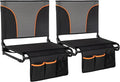 HIGH POINT SPORTS Folding Stadium Seat Bleacher Chair with Mesh Bag and Hide Hooks, 2 Pack Portable Stadium Chair with Back, Outdoor Comfort Chair, Black Grey