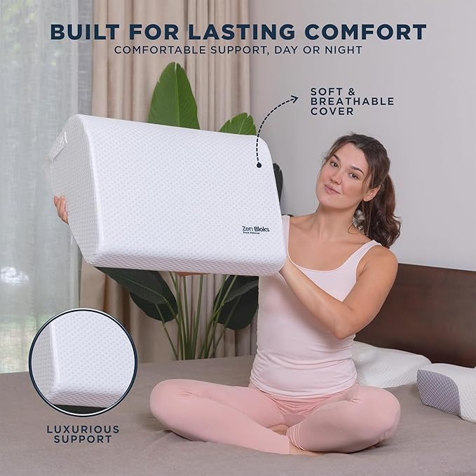 Leg Pillow 10" for Back Tension & Daily Support – Firm High-Density Foam Leg Wedge Pillow for Posture Pressure Balance | Medium Ivory White Height Range 5'2"-5'11" (26″–29″ Inseam)