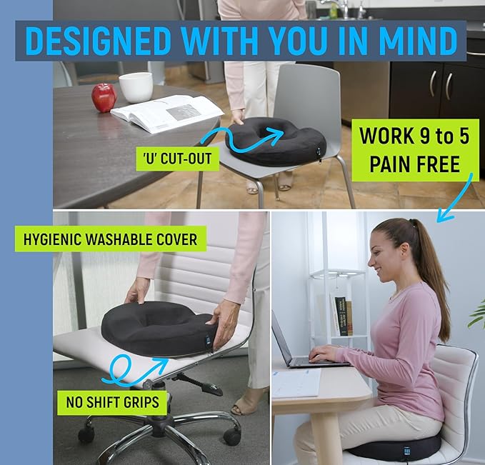 PT ENDORSED Donut Pillow for Tailbone Pain Relief, Hemorrhoid Pillow for Sitting, Donut Seat Cushion Post Surgery, Lifting Cushions for Postpartum Pregnancy, Coccyx, Bed Sore Cushion Butt Pillows