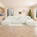 150" Oversized Modular Sectional Sofa, Deep Seat Cloud L-Shape Corduroy Couch with Cup Holders, USB Ports, Wireless Charging & Storage Box, Upholstered Modular Sleeper Sofa for Living Room (Beige)