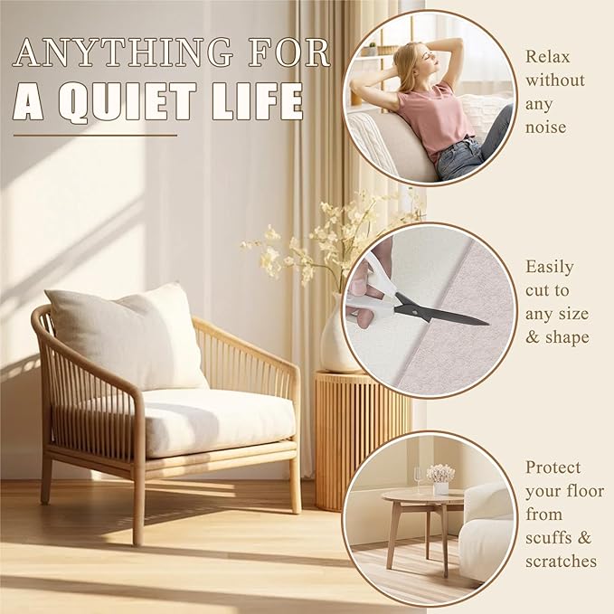 Yelanon Felt Furniture Pads -60 Pcs Premium Felt Pads for Chair Legs Furniture, Floor Protectors for Hardwood Floors, Beige