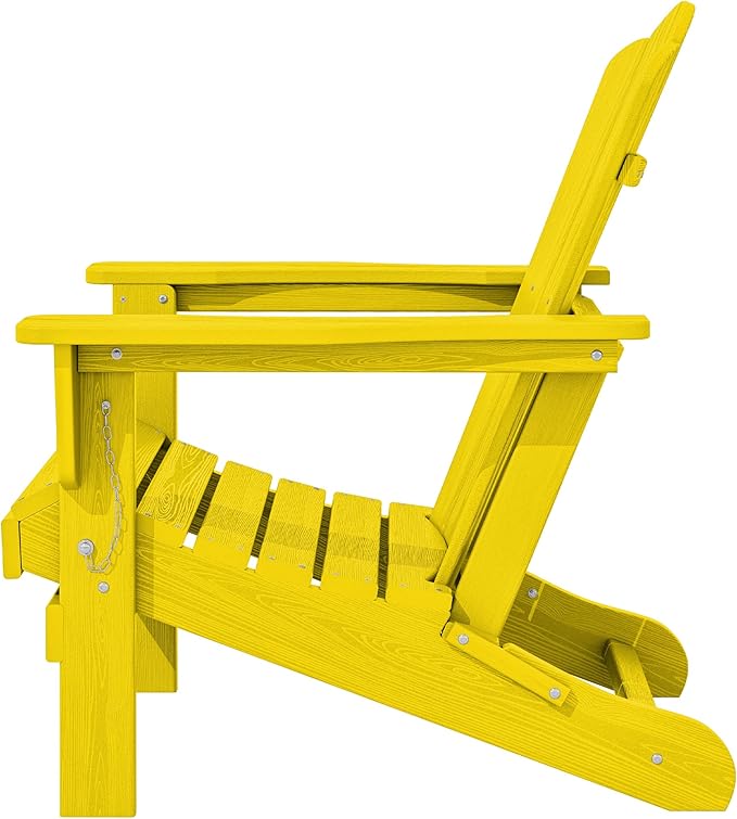 KINGYES Folding Adirondack Chair Set of 8, HDPE All-Weather Folding Adirondack Chair, Yellow