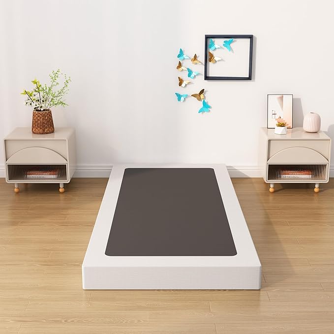 Upcanso Twin Box Spring Bed Base 6 Inch, Low Profile Metal Boxspring Twin with Fabric Cover, 2000 Lbs Max Weight Capacity Mattress Foundation, Noise-Free, Easy Assembly