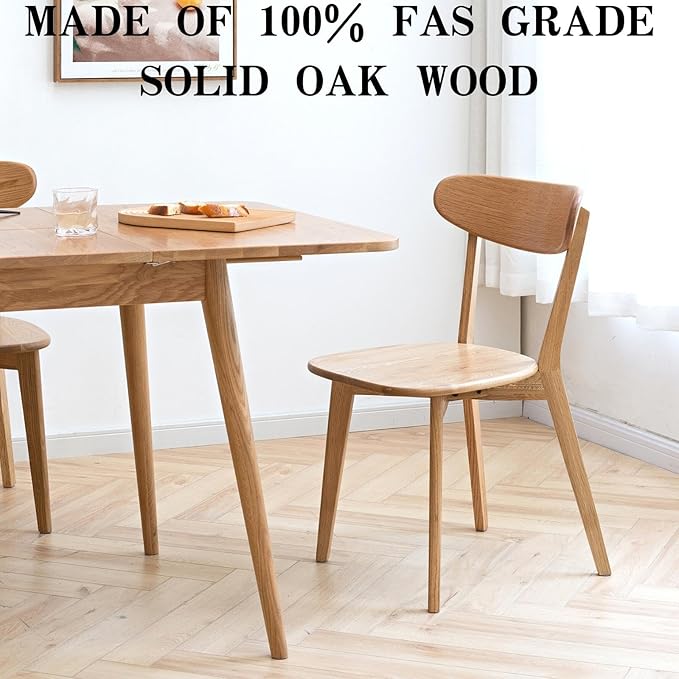 Grewood Oak Wood Dining Chairs - Kitchen Chairs Set of 4 with Comfortable Curved Backrest - Wood Chairs for Dining Room,Living Room - Original Wood Color
