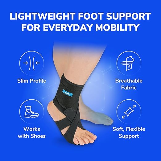 UPWELLY FootLift Pro (LEFT), Wearable Ankle and Foot Support Brace, For Walking Assistance and Foot Stability with Shoes, Socks, Barefoot Foot Support For Unisex And Plantar Fasciitis Relief, Black