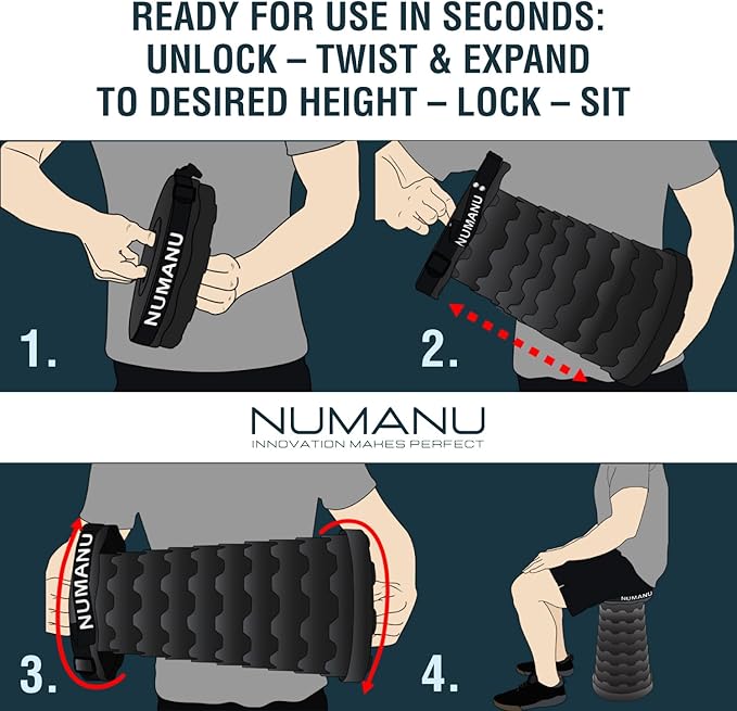 NUMANU Old-Gen Collapsible Stool, Max 400lbs, Adjustable Portable Folding Stool for Adults, Retractable Foldable Telescopic Seat Camping Chair or Footrest (1PK Old)